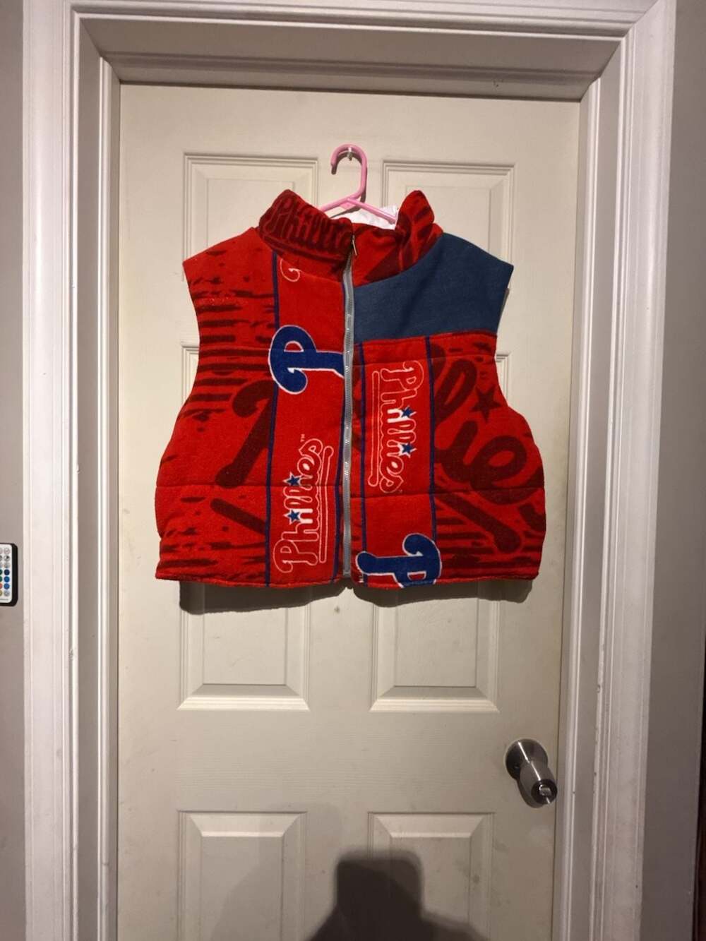 Philadelphia Phillies MLB Upcycled towel Zip Up Puffer Vest
